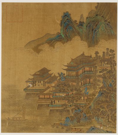 Krajina: palác mezi jezerem a horami od Unknown artist
