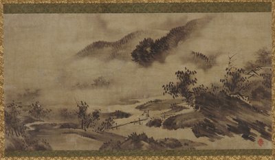 Krajina: hory, mlha a potok od Unknown artist