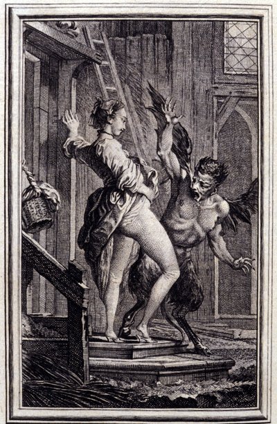 Ďábel z Papefiguiere – v „Pohádkách a povídkách ve verších““ od Jeana La Fontaina. 1762. od Charles Eisen