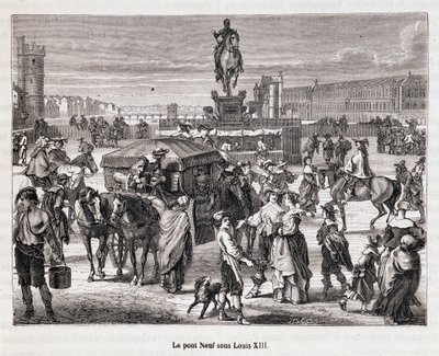 Le Pont Neuf za Ludvíka XIII. - Rytina 19. století od Unknown artist
