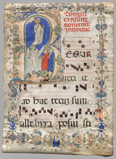 List z graduálu: Historická iniciála R: The Resurrection (recto) od Unknown artist
