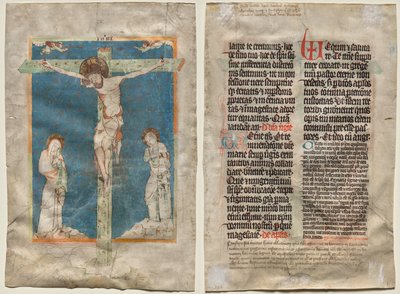 List z misálu: Ukřižování (recto) a text (verso) od Unknown artist