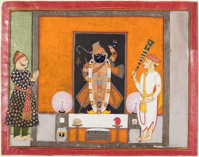 Maharao Ram Singh II z Kota (r. 1828–66) uctívá Brij Nathji jako ženicha od Unknown artist