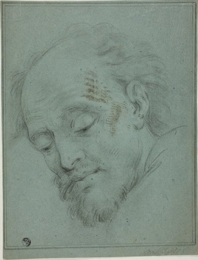 Mužská hlava při pohledu dolů od Unknown artist