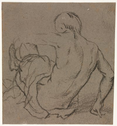 Muž sedící na zemi, při pohledu zezadu (recto) od Unknown artist