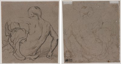 Muž sedící na zemi, při pohledu zezadu (recto); Skica (verze) od Unknown artist