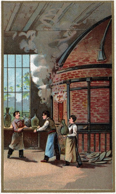 Výroba porcelánu: vaření. Chromolitografie konce 19. století od Unknown artist