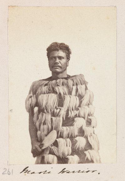 Maorský bojovník, asi 1876 (čb fotografie) od Unknown artist