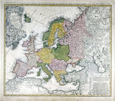 Mapa Evropy v roce 1743. od Unknown artist