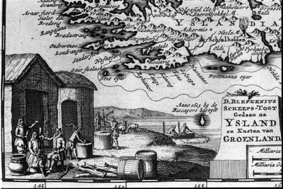 Mapa Islandu a znázornění jeho obyvatel - v „“Mapa moderních itinerářů a cest““ od Unknown artist