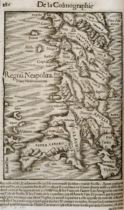 Mapa Itálie - v “”Univerzální kosmografii”” od Unknown artist