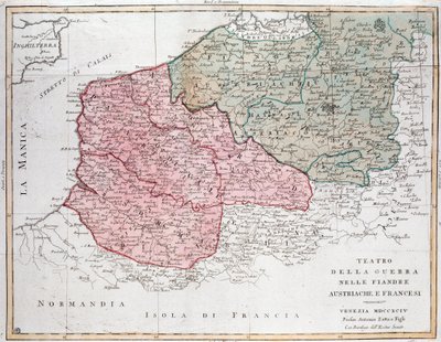 Mapa flanderského tažení mezi francouzskou armádou a rakouskou armádou od Unknown artist