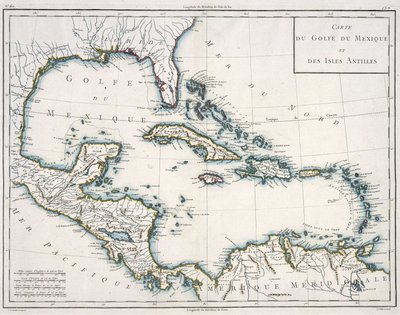 Mapa Mexického zálivu a Karibiku od Unknown artist