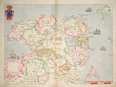 Mapa severního Irska, cca 1600 (položeno na plátně) od Unknown artist