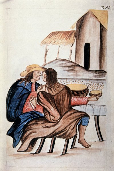 Uspořádání sňatku mezi Indiány z knihy „Trujillo del Peru“ nebo „Códice Martínez Compañón“, od Baltazara Martineze Compañóna y Bujandy, biskupa z Trujillo (1782-1785) od Unknown artist