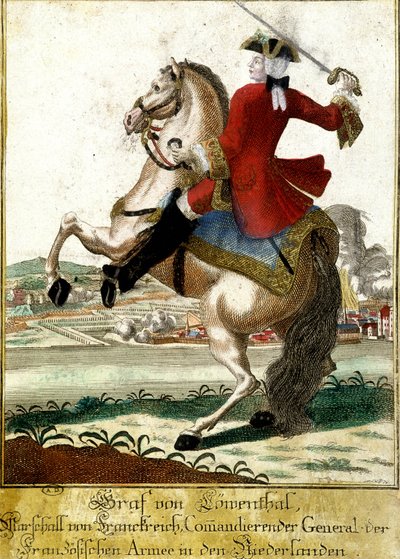 Maršál Loewendahl (1700-1755) v bitvě u Fontenoy v Belgii od Unknown artist