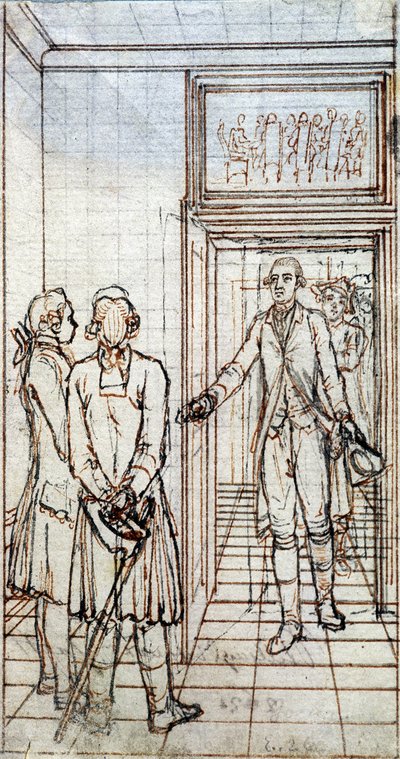 Setkání Goetha a Jung Stillinga ve Štrasburku. Kresba 19. století. od Unknown artist