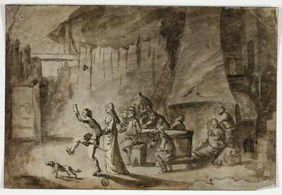Muži a ženy v hospodě od Unknown artist