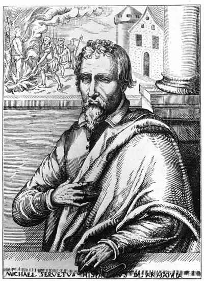 Michel Servet (Michel de Villanueva) (1511-1553), španělský lékař a teolog. Rytina od Unknown artist