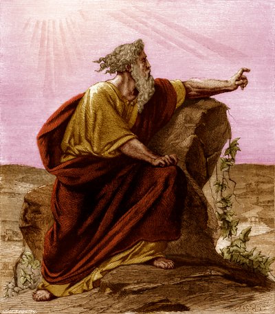 Mojžíš při pohledu na zaslíbenou zemi z hory Nebo (tisk) od Unknown artist