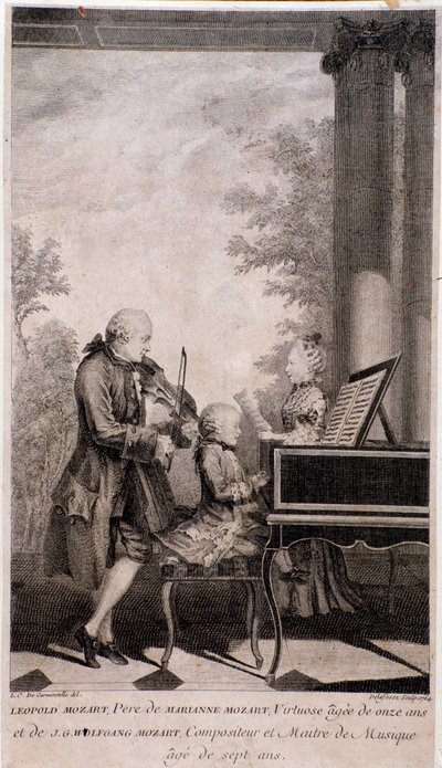 Mozartova rodina na turné (rytina, po 1777) od Unknown artist