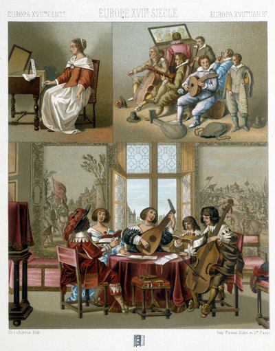 Hudba v Evropě v 17. století - v „“Le Kostým historique““ od Racineta od Unknown artist