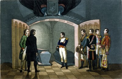Napoleon Bonaparte před hrobkou Fridricha II Pruského. od Unknown artist