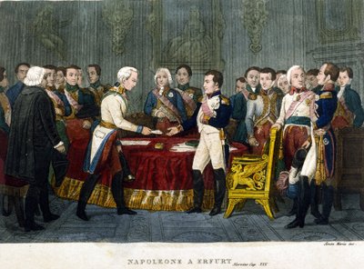 Napoleon I. (1769 - 1821) se v roce 1808 setkal v Erfurtu s Alexandrem I. od Unknown artist