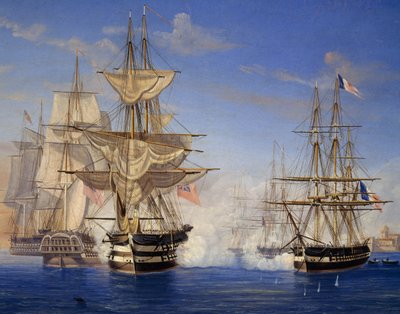 Námořní bitva mezi Francouzi a Brity od Unknown artist