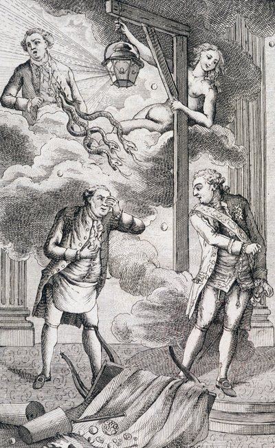 Necker posuzován tribunálem lanterne - v „“Dodatek à la vie privée et ministère de M. Necker, Directeur général des Finances““ od občana, ed. Pellet, Ženeva od Unknown artist