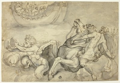 Neptun uklidňuje bouři, kterou vyvolal Eolus proti Aeneovi ("Quos Ego") od Unknown artist