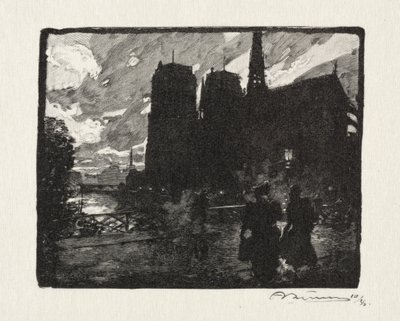 Notre Dame, večer od Unknown artist