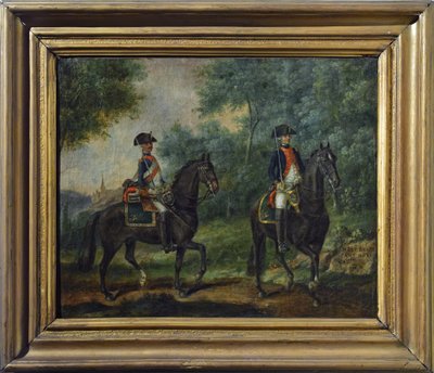 Důstojník a voják pluku Mestre de Camps v roce 1790, konec osmnáctého století (olej na plátně) od Unknown artist