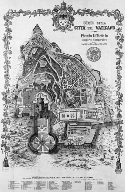 Oficiální mapa Vatikánského městského státu od Unknown artist