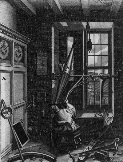 Olaus Romer (Ole), dánský astronom (1644-1710) pozoruje zatmění Jupiterových satelitů od Unknown artist