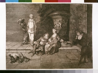 Původní rytina s Pierrotem vlevo od Unknown artist