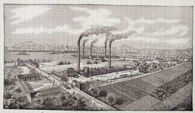 Přehled závodu na rafinaci ropy pana Deutsche v Pantinu (Seine) od Unknown artist