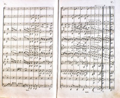 Strana prvního německého vydání partitury Symfonie č. 1 C dur německého skladatele Ludwiga van Beethovena (1770-1827) (1799-1800). Bonn od Unknown artist