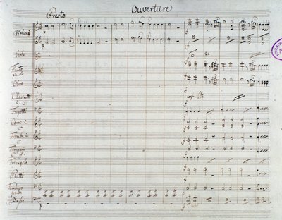 Strana notového záznamu pro Únos ze seraglia, Mozartova opera, verze Lichtenthal (1838) od Unknown artist