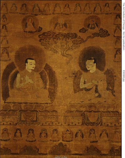 Malovaný prapor (thangka) učitelů linie Sakjapa od Unknown artist