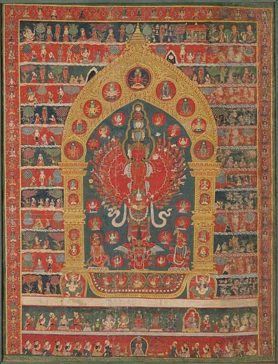 Malovaný prapor (thangka) Avalókitéšvary, inkarnace boha deště Rato Matsjendranathy od Unknown artist
