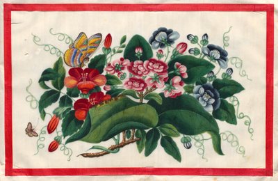 Pět obrazů z ilustrované knihy Květiny a motýli od Unknown artist