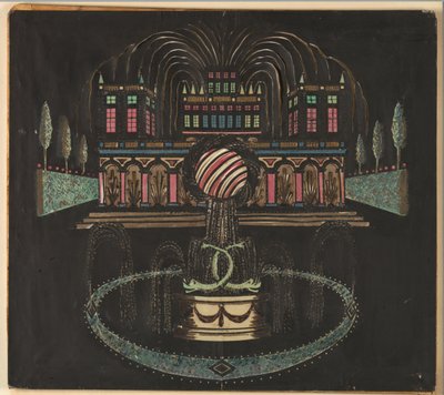 Palác a fontána od Unknown artist