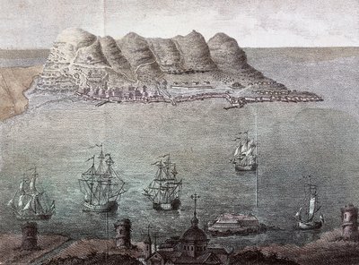 Panoramatický výhled na Gibraltar a Detroit. Madrid 19. století, Národní knihovna od Unknown artist