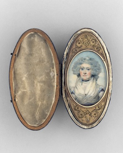 Patch Box s portrétem ženy, cca 1780 (akvarel na slonovině, zlacená měď a sklo) od Unknown artist