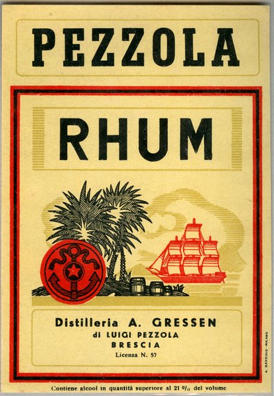 Reklama na alkohol na rum Pezzola (chromolitografie z konce 19. století) od Unknown artist
