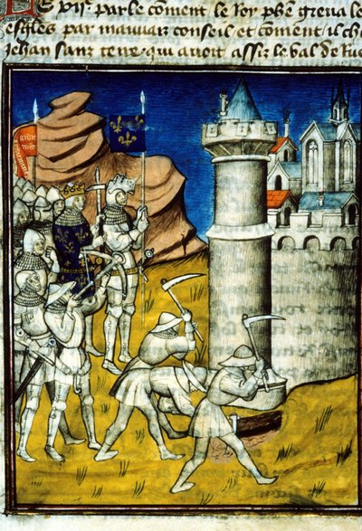 Filip II. Auguste (1165-1223) Chinon – miniatura v „“Grandes Chronicles de Saint-Denis“, konec 14. století. (ref. 512, 237r) Žádost o autorizaci Bibliotheque Municipale de Toulouse (tel: 05 62 27 66 66) od Unknown artist