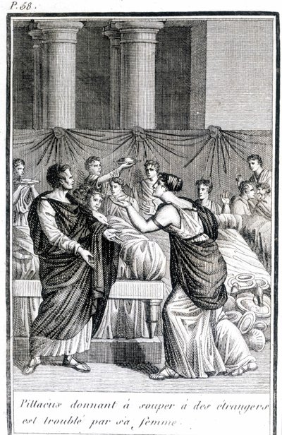 Pillacus, který dává večeři cizím lidem, má potíže s jeho manželkou. od Unknown artist