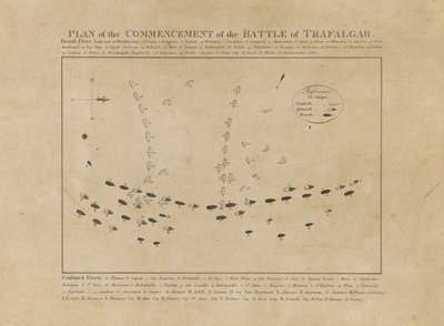 Plán zahájení bitvy u Trafalgaru od Unknown artist