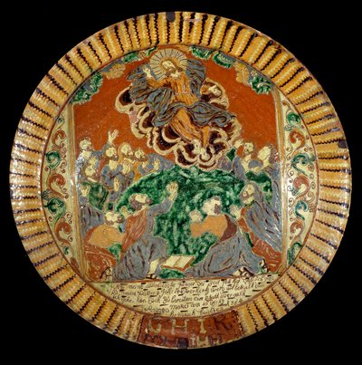 Deska z lakované země představující Nanebevstoupení Krista. 1752. Sevres, Národní muzeum keramiky od Unknown artist